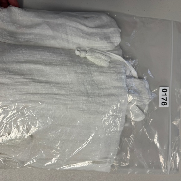 Aakaa White Boho Deep V-Neck Tassel Waist Beach Cover-Up Maxi Dress Size S - Picture 16 of 16